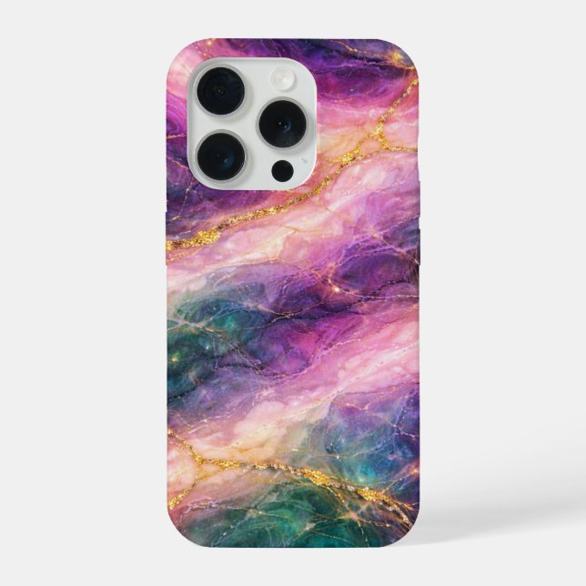 Coque iPhone Marbre Enchanté avec Veines Dorées (Verso)