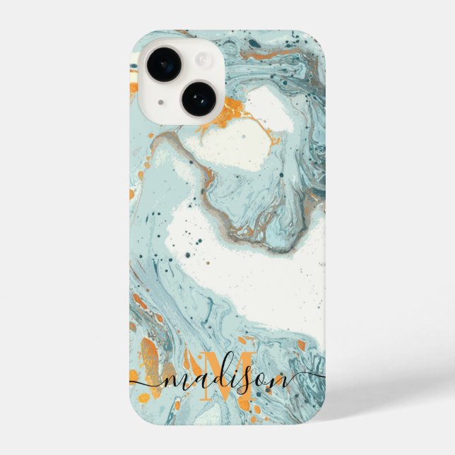 Coque iPhone Marbre et Parties scintillant Abstrait (Verso)