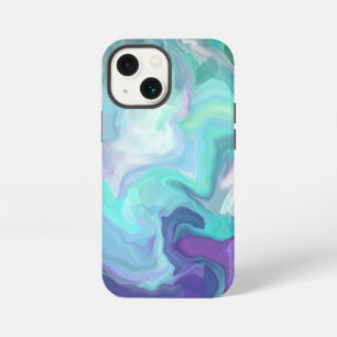 Etui iPhone 13 Mini Marbre Faux Abstrait Violet et Bleu