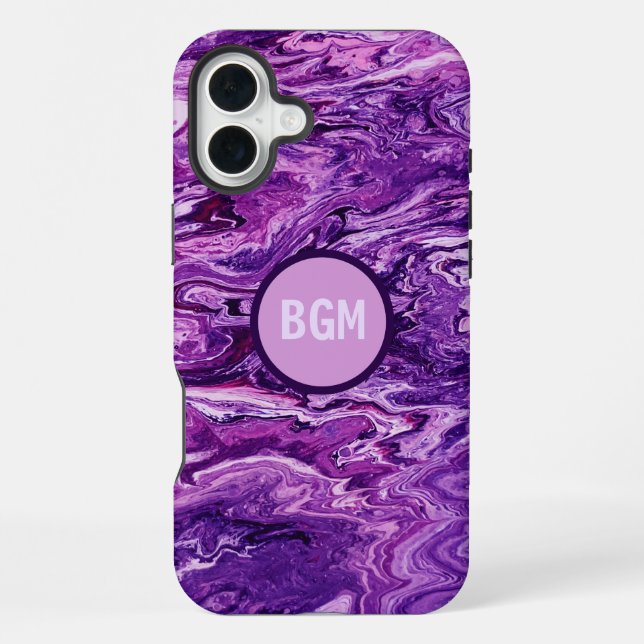 Coque iPhone Marbre fondu d'améthyste foncée (Verso)
