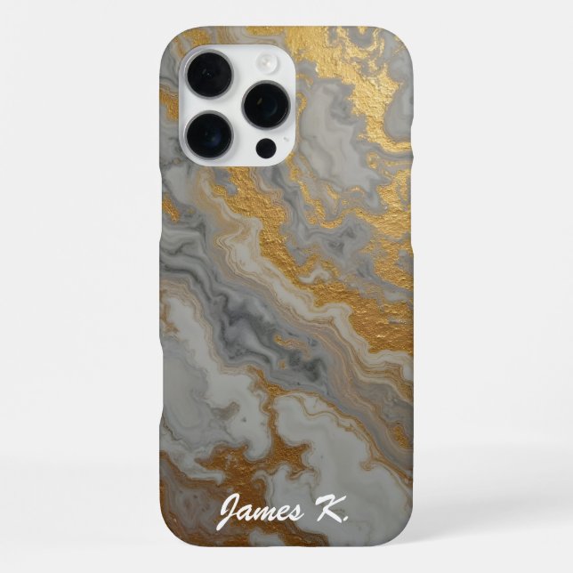 Coque iPhone Marbre gris avec or (Verso)