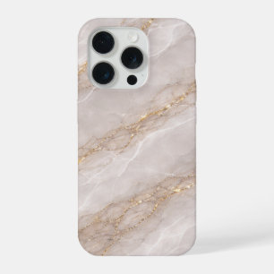 Coque iPhone 15 Pro Marbre Gris Colombe Luxueux avec Veines Blanches &