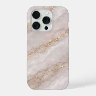 Coque iPhone 15 Pro Marbre Gris Colombe Luxueux avec Veines Blanches &