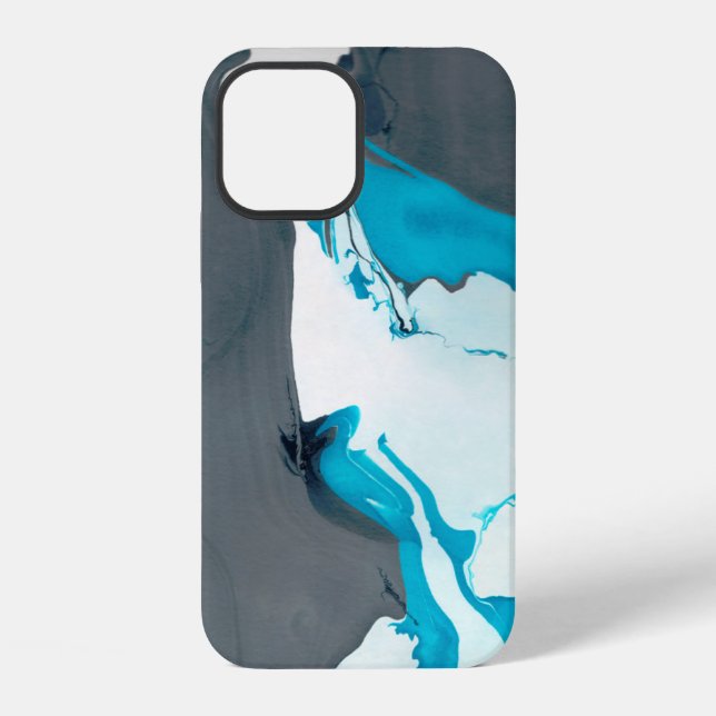 Coque iPhone marbre gris et aqua (Verso)