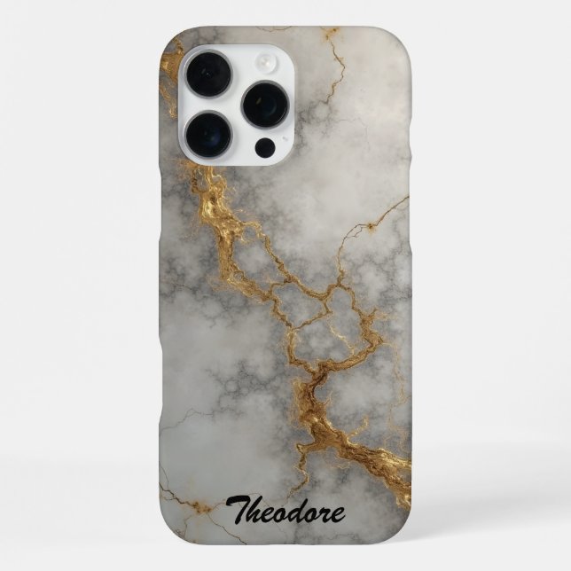 Coque iPhone Marbre gris et or (Verso)