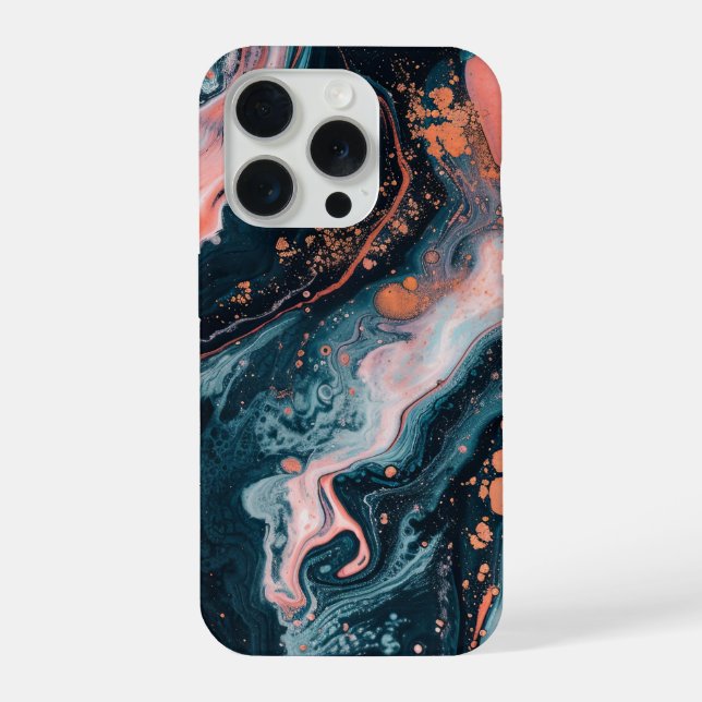 Coque iPhone Marbre Liquide Abstrait Moderne  (Verso)