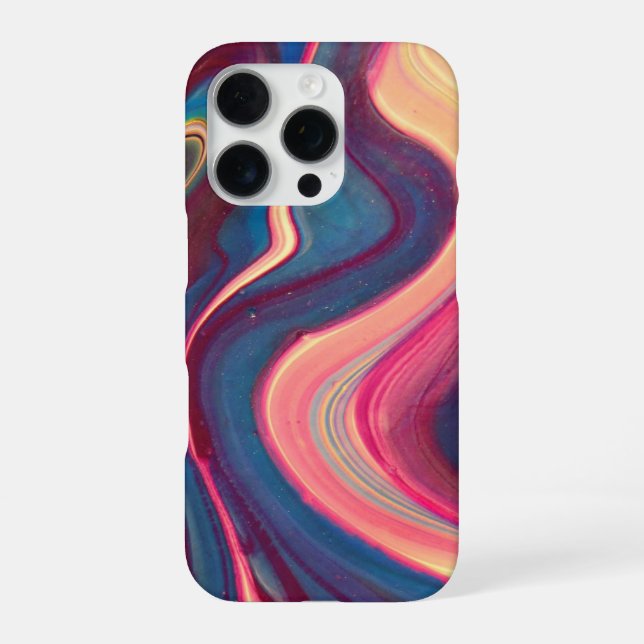 Coque iPhone marbre liquide, art fluide, violet, pastel (Verso)