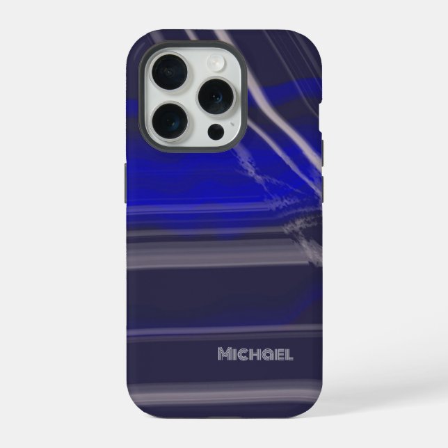 Coque iPhone Marbre minimal script simple moderne bleu marine g (Verso)