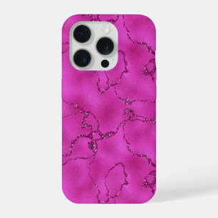 Coque iPhone 15 Pro Marbre Moderne Abstrait Élégant à Paillettes Roses