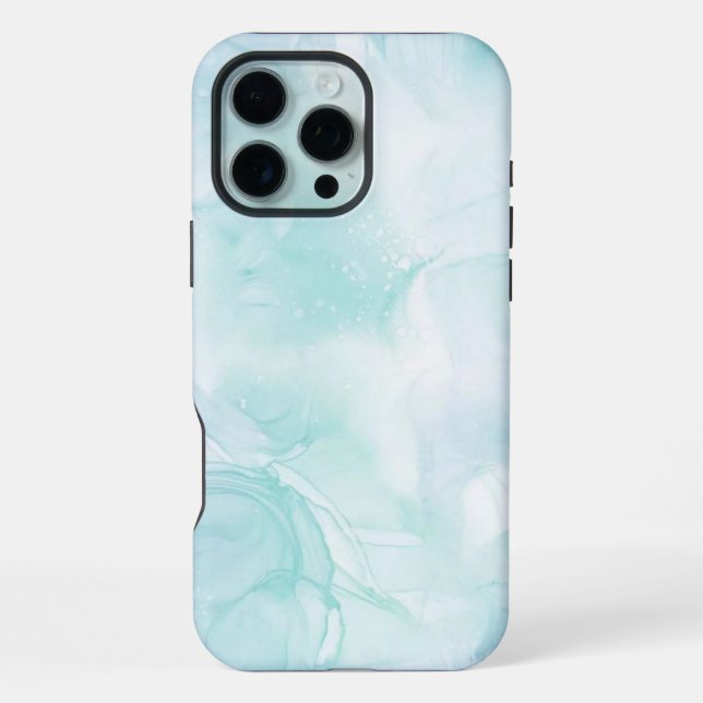 Coque iPhone Marbre moderne bleu clair (Verso)