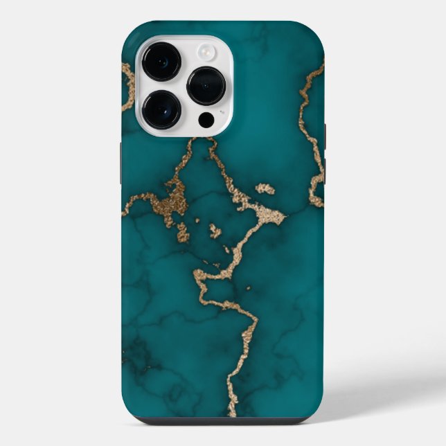 Coque iPhone Marbre Moderne Vert Doré (Verso)