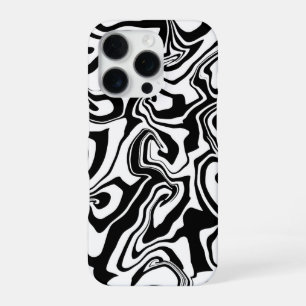 Coque iPhone 16 Pro Marbre noir et blanc - style marbrure papier