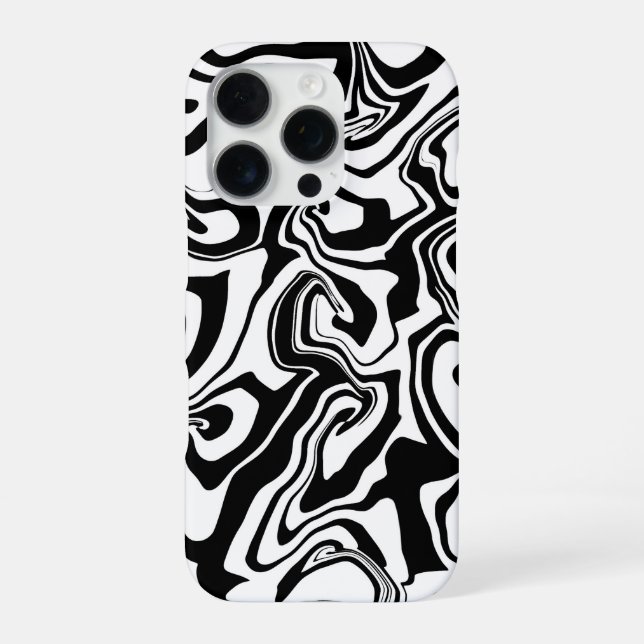 Coque iPhone Marbre noir et blanc - style marbrure papier (Verso)
