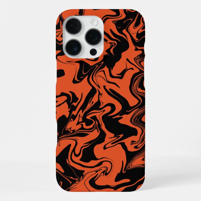 Coque iPhone marbre noir et orange (Verso)