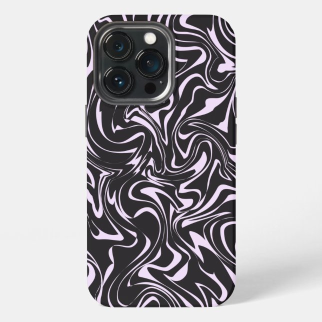 Coque iPhone Marbre noir et rose Motif Abstrait (Dos)