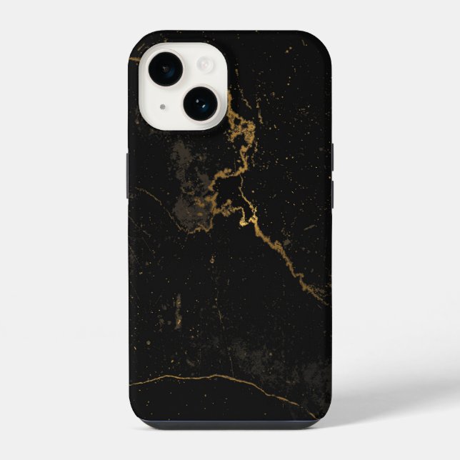 Coque iPhone Marbre noir or (Verso)