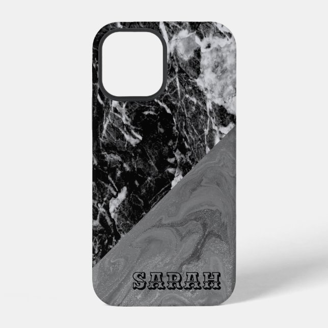 Coque iPhone Marbre noir tendance cool  (Verso)