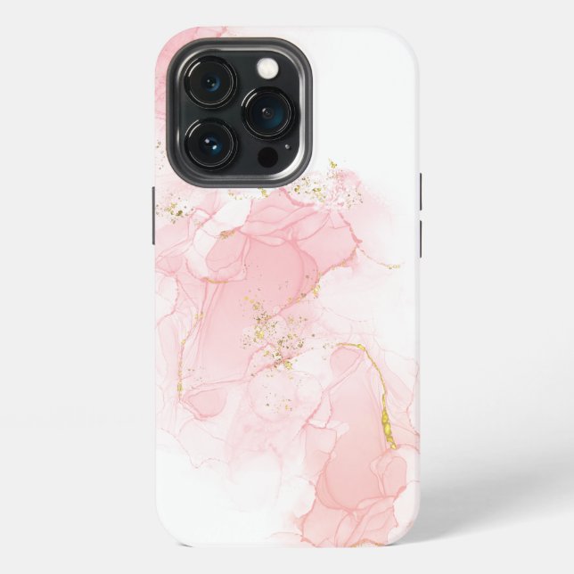 Coque iPhone Marbré paillettes roses (Dos)
