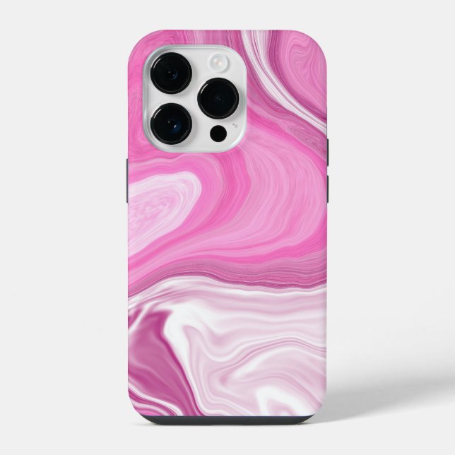 Coque iPhone Marbre rose et blanc Faux (Verso)