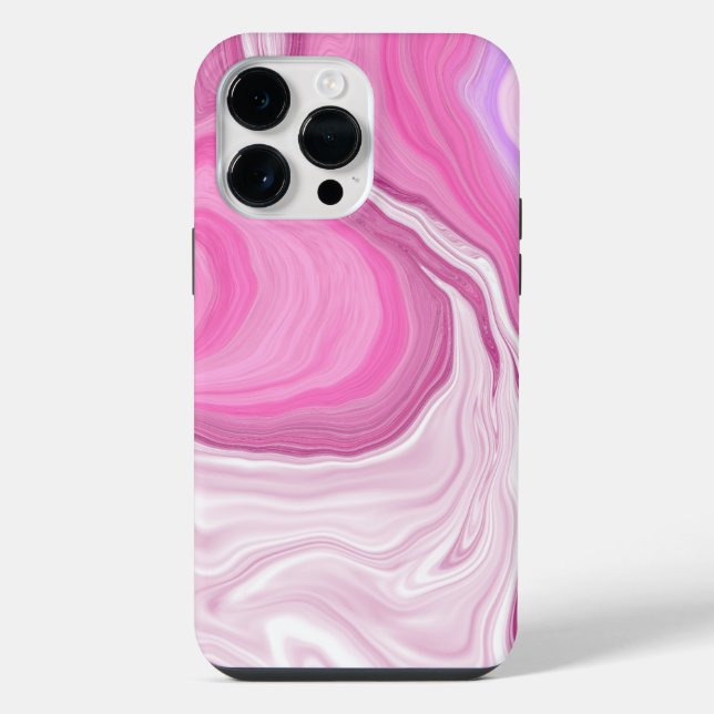 Coque iPhone Marbre rose et blanc Faux (Verso)