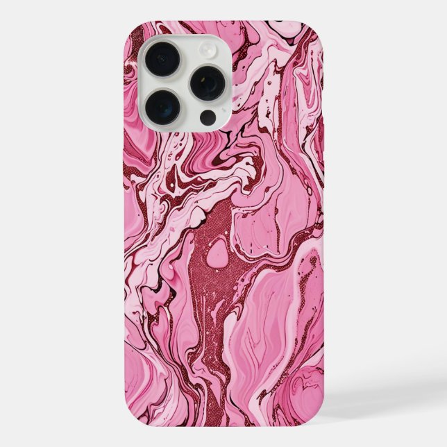 Coque iPhone Marbre Rose Pailleté Moderne (Verso)