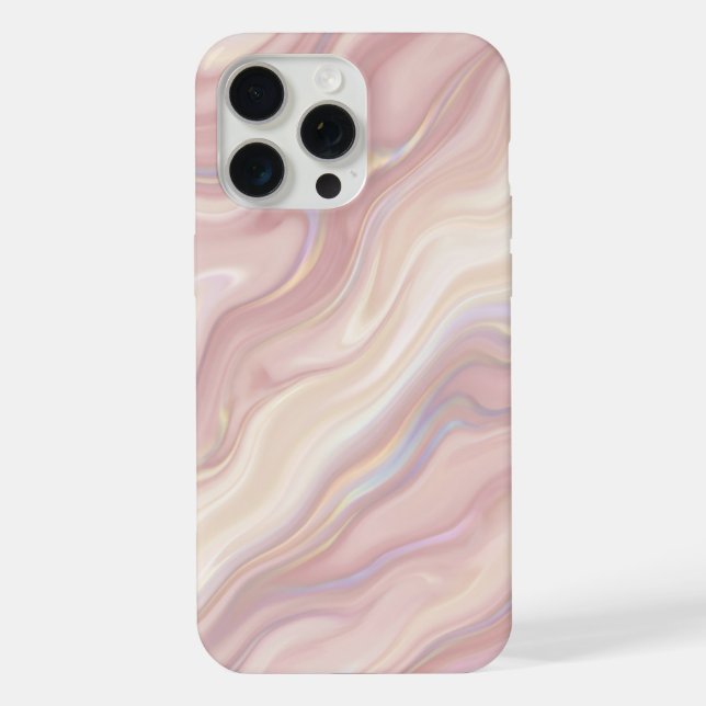 Coque iPhone Marbre Rose Pastel Tourbillon Abstrait (Verso)
