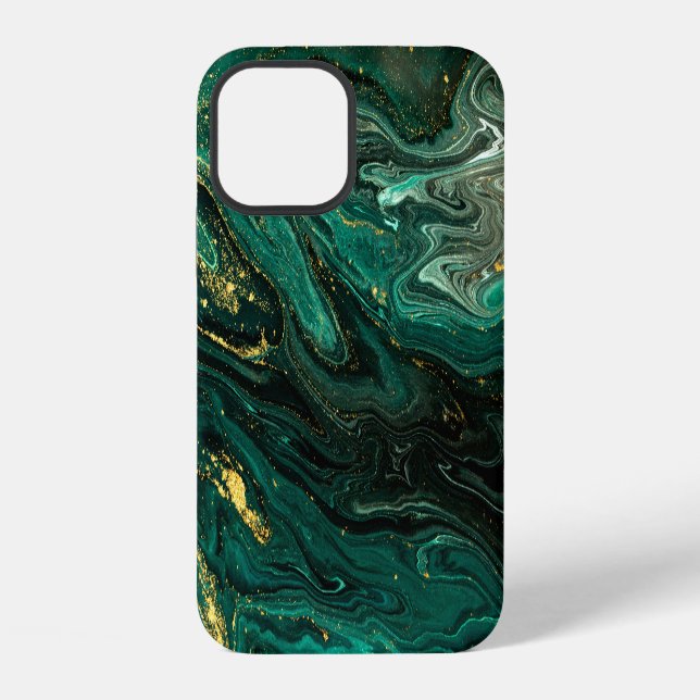 Coque iPhone Marbre vert : Abstrait Agate Ripple. (Verso)