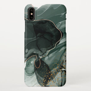 Coque iPhone XS Max Marbre vert émeraude et or, Arrière - plan marbré