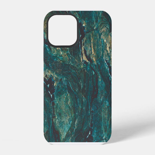 Coque iPhone Marbre vert foncé : texture luxueuse. (Verso)