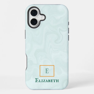 Coque iPhone 16 Plus marbre vert poussiéreux personnalisable et personn