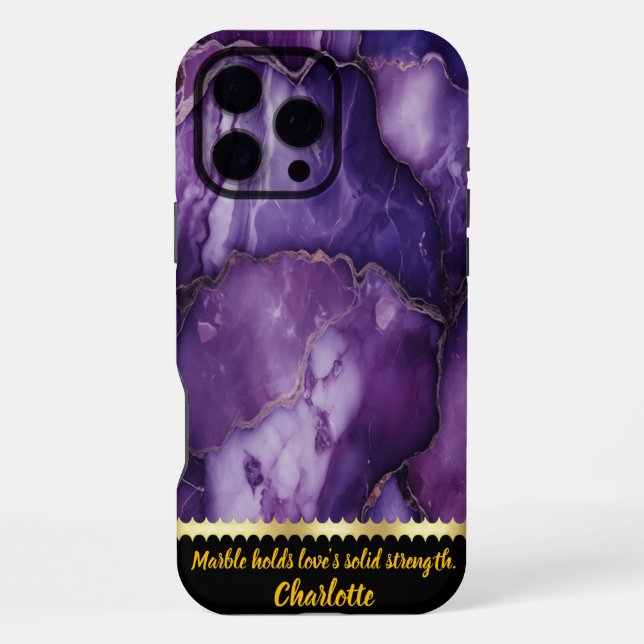 Coque iPhone Marbre violet avec veines complexes (Verso)