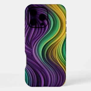 Coque iPhone 16 Pro Max Mardi Gras coloré à motif vague