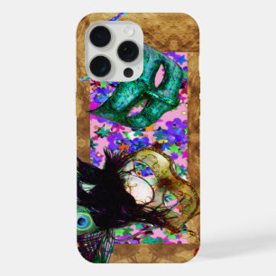 Coque iPhone 15 Pro Max MARDI GRAS MASQUERADE confetti parchemin
