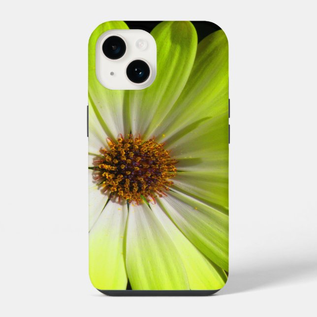 Coque iPhone Marguerite africaine jaune fluorescent (Verso)