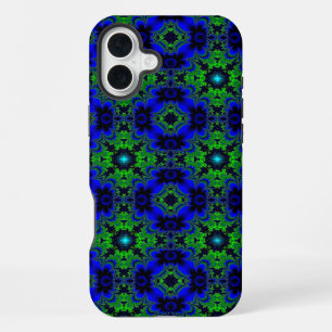 Coque iPhone 16 Plus Marguerite, fleurs de marguerites en bleu vert noi