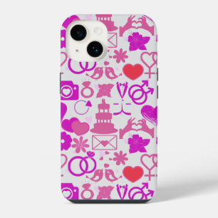 Coque Pour iPhone 14 Mariage rose ornements motif 03