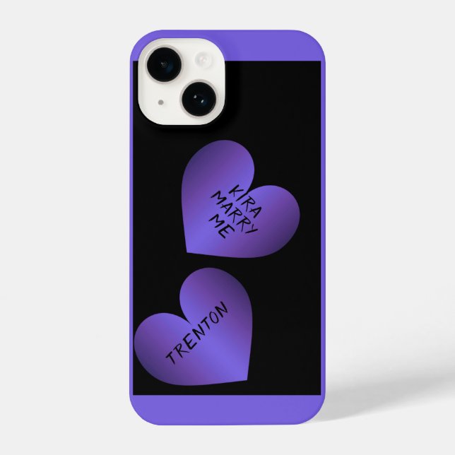 Coque iPhone Marier moi Proposition Coeurs avec des noms (Verso)