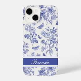 Coque Pour iPhone 14 Marine Bleu papillon Toile iPhone 14 Coque