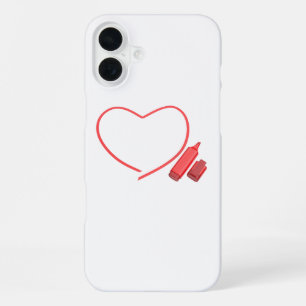 Coque iPhone 16 Plus Marqueur rouge et cœur rouge