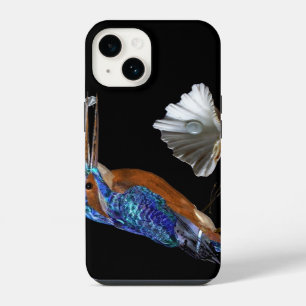Coque Pour iPhone 14 MARTIN-PECHEUR, COQUILLAGE ET PERLE Bleu électriqu