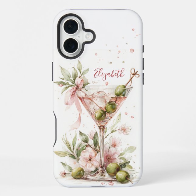 Coque iPhone Martini Élégant Monogrammé (Verso)