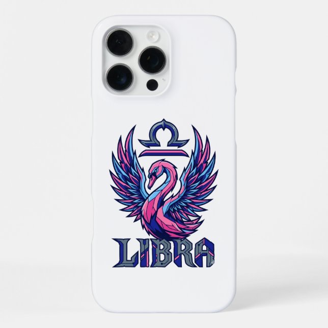 Coque iPhone Mascotte du zodiaque Balance de synthwave cyberpun (Verso)