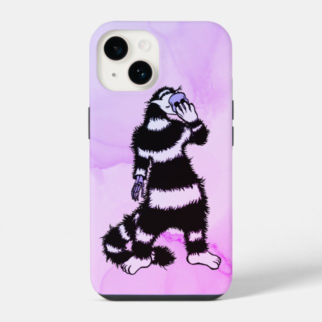Coque iPhone Masque de crâne de chat bizarre Whimsical gothique (Verso)