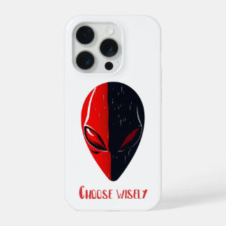 Coque iPhone 15 Pro Masque de Dualité – Visage Minimaliste Rouge et No