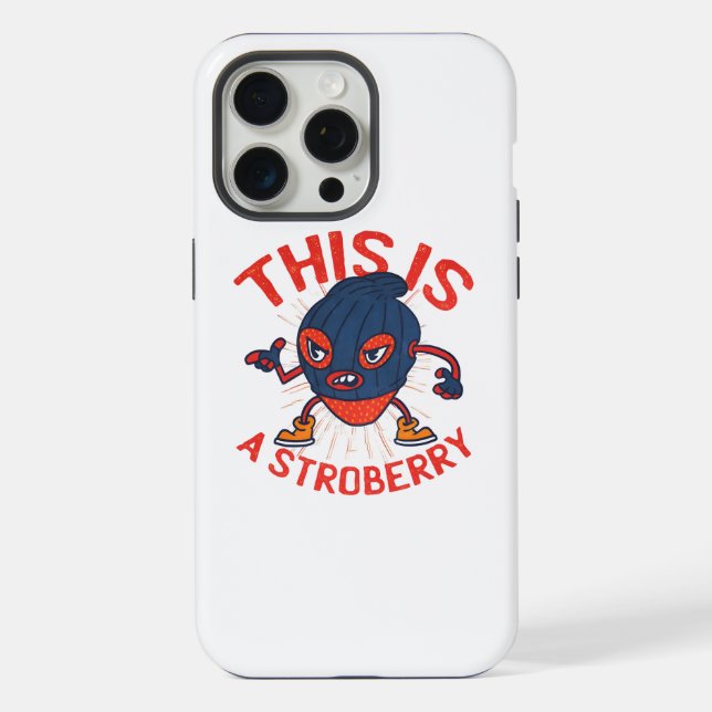 Coque iPhone Masque de fraise drôle Art de fruit déguisé (Verso)