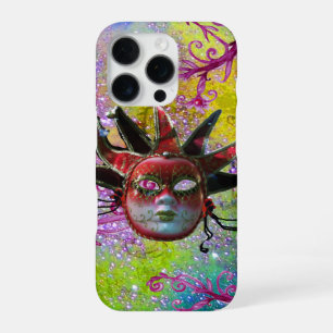 Coque iPhone 16 Pro Masque de JESTER ROUGE NOIR Mascarade Violet Vert