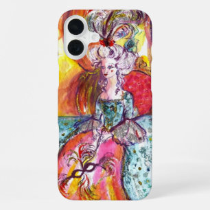 COQUE iPhone 16 PLUS MASQUÉRADE VÉNÉTIENNE / COLOMBINA AVEC ROBE BLEUE