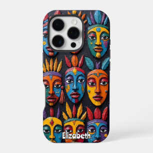 Coque iPhone 16 Pro Masques culturels vibrants