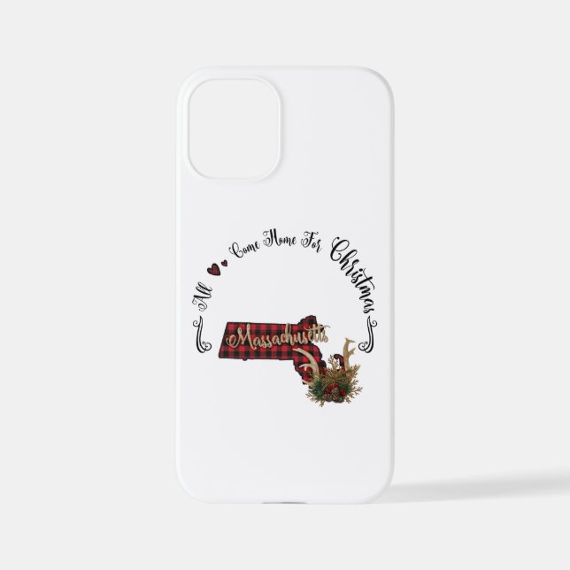Coque iPhone Massachusetts Plaid All Come Home Pour Noël (Verso)