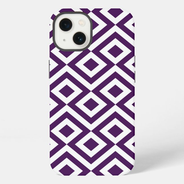 Coque iPhone Méandre violet et blanc (Verso)